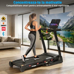 Resigilat - Banda de Alergat GO4FIT® Model FIT800, Viteza Maxima 20 km/h, Motor 4.0 CP, Inclinare Automata 20 Nivele, Pliere Hidraulica, 15 Programe, Bluetooth, Kinomap, Zwift, FitShow, Greutate Utilizator 120 kg - Img 7