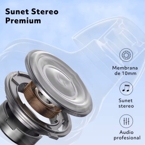 Resigilat - Casti Wireless Audio fara Fir, Bluetooth 5.3, Microfon, Afisaj LED Control Tactil, Autonomie 60h, Tip Incarcare Type-C, Carcasa Magnetica, Rezistenta la Apa IPX8, 500mAh, Negru - Img 9