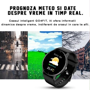 RESIGILAT - Ceas smartwatch si bratara fitness, GO4FIT® , model GF03, Notificari Apeluri/Sms/Social Media, monitorizare activitati fizice, somn, ritm cardiac, pedometru, player muzica, rezistent la ap - Img 9