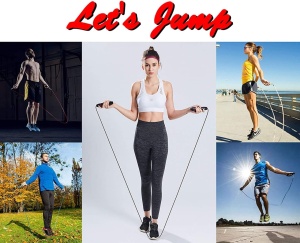 Resigilat - Coarda de sarit, GO4FIT, jump rope, lungime ajustabila, manere cu spuma de memorie, culoare albastra - Img 6