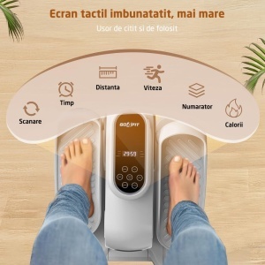 Resigilat - Mini Bicicleta Eliptica GO4FIT®, Model GF410, 12 Niveluri de Viteza Reglabile, Rotatie Inainte si Inversa, Control Magnetic Ultra Silentios, Ecran LED Tactil, Greutate Maxima 120 kg, Pentru Acasa, Birou si Recuperare, Alb/Gri - Img 7