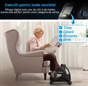 Resigilat - Mini Bicicleta Fitness GO4FIT®, Model GF510, Recuperare Maini si Picioare, Reglabila, 15 Niveluri, Greutate 3.2 kg, Ecran LCD, Timp, Distanta, Repetari, Odometru, Calorii, Viteza - Img 5