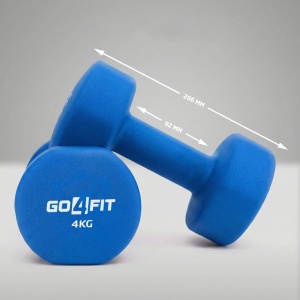 Resigilat - Set 2 Gantere Fitness GO4FIT®, Greutate 2 x 4 kg, Interior Fonta Solida si Invelis Neopren, Design Ergonomic Anti-roll, Suprafata Antiderapanta, Impermeabile, Antrenamente Acasa, Aerobic sau Sala Forta, Protejeaza Podeaua, Albastru - Img 5