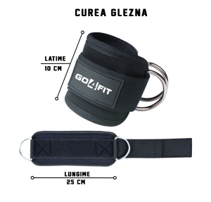 Set 2 Chingi pentru Glezne GO4FIT®, Ankle Straps cu Inel D pentru Aparate cu Cablu, Neopren Captusit si Respirabil, Inchidere Velcro Reglabila, pentru Antrenament Fesieri, Coapse si Gambe, Marime Universala, Negru - Img 7