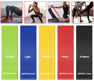 Set 5 Mini Benzi Elastice de Rezistenta GO4FIT®, Latex 100% Natural, 5 Niveluri de Dificultate 5-20 kg, pentru Sala, Fitness, Yoga, Pilates, Stretching si Gimnastica de Recuperare, 30 x 5 cm, Saculet Inclus, Multicolor - Img 13