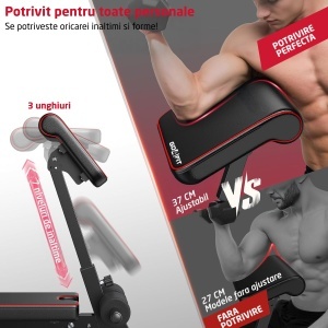 Banca Antrenament Multifunctionala 3-in-1 GO4FIT®, Model B300, Pliabila, Suport Ajustabil & Extensii Picioare, Inclinare Spatar -30° la 86°, Cadru Otel Solid, Greutate Maxima 120kg, Ideala Fitness Acasa, Exercitii Forta, Abdomen, Piept, Biceps, Negru - Img 7