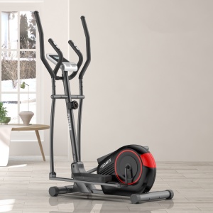 Bicicleta Eliptica Magnetica, GO4FIT®, pentru Fitness cu Monitorizare Activitati Fizice, Puls, Viteza, Timp, Distanta si Calorii, Greutate Maxima 110 kg, 8 Niveluri de Rezistenta, Volanta 5 kg, Rosie - Img 2