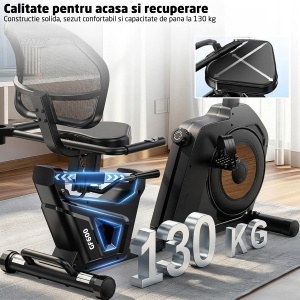 Bicicleta Fitness Orizontala GO4FIT®, Model GF600, Volanta 6 kg, Greutate Maxima 130 kg, Rezistenta Magnetica Reglabila, 8 Niveluri de Intensitate, Ecran LCD, Sa cu Spatar Confortabil, Ghidon Stabil, Pedale Antiderapante, Design Stabil si Compact - Img 5