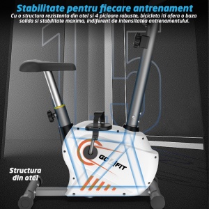 Bicicleta Magnetica Fitness GO4FIT®, Model GF100, Volanta 3 kg, Rezistenta Magnetica Ajustabila, Greutate Maxima 130 kg - Img 7