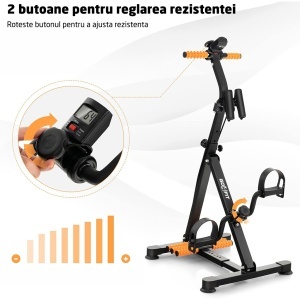 Bicicleta Recuperare GO4FIT®, Model GF520, Greutate Maxima Utilizator 120 kg, Rezistenta prin Frecare cu Ajustare Continua, Ecran LCD, Monitorizare Timp, Calorii, Distanta, TCNT si CNT, Design Compact, Recuperare, Miscare Usoara si Exercitii - Img 9
