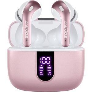 Casti Wireless Audio, GO4FIT®, Model GX08, Afisare LED, Autonomie 30 h, culoarea roz
