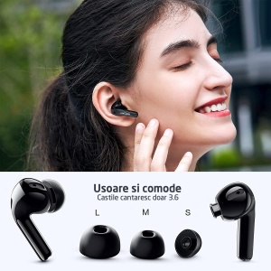Casti Wireless Audio, GO4FIT®, Model GX08, Afisare LED, Autonomie 30 h, Negru - Img 8