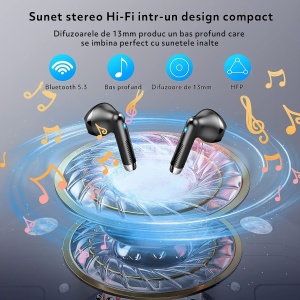 Casti Wireless Audio GO4FIT®, Model GX09, Microfon, Afisaj LED, Autonomie 56h, culoarea negru - Img 3