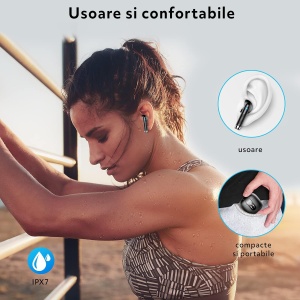 Casti Wireless Audio GO4FIT®, Model GX09, Microfon, Afisaj LED, Autonomie 56h, culoarea negru - Img 7