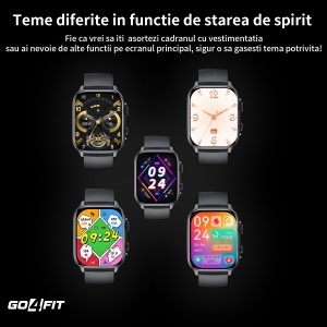 Ceas Smartwatch GO4FIT®, Ecran Touch 1.95’’ Amoled, Apeluri, Notificari, Microfon, Difuzor, Autonomie 7 Zile, culoarea negru - Img 6