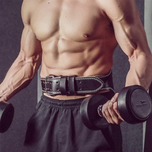 Centura pentru Ridicare Greutati GO4FIT® din Piele, Suport Lombar, Interior din Piele Intoarsa cu Burete, Elemente din Otel Inoxidabil, pentru Culturism, Bodybuilding, Cross Training si Fitness, Negru - Img 2