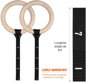 Inele de Gimnastica din Lemn GO4FIT®, Set 2 Inele cu Curele Reglabile si Catarama, Suporta pana la 500 kg, Montare pe Bara sau Copac, Interior si Exterior, pentru Fitness, Gimnastica si Exercitii cu Greutatea Corpului - Img 9