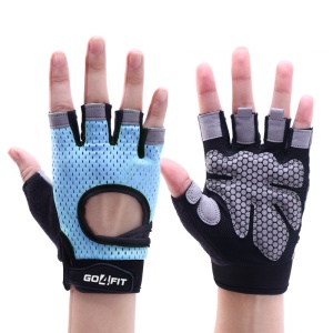 Manusi Fitness GO4FIT® pentru Sala, Material Respirabil Perforat, Palma Captusita 7 mm, Puncte de Silicon Antiderapante, Inchidere Velcro, Zona Absorbanta pe Degete, pentru Culturism, Crossfit si Ciclism, Albastru/Negru - Img 5