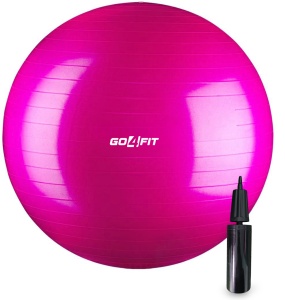 Minge Fitness GO4FIT® 65 cm, Suporta pana la 150 kg, Suprafata Antiderapanta, Material Non-Toxic fara BPA, Pompa Inclusa, pentru Yoga, Pilates, Aerobic, Gimnastica, Exercitii Prenatale, Recuperare si Postura, Roz