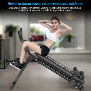RESIGILAT - Aparat fitness pentru abdomene, GO4FIT®, banca abdomene, 3 grade de inclinatie, computer antrenament, greutate maxima utilizator 150 kg, negru - Img 5