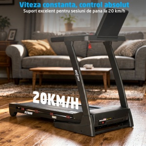 Resigilat - Banda de Alergat GO4FIT® Model FIT800, Viteza Maxima 20 km/h, Motor 4.0 CP, Inclinare Automata 20 Nivele, Pliere Hidraulica, 15 Programe, Bluetooth, Kinomap, Zwift, FitShow, Greutate Utilizator 120 kg - Img 4