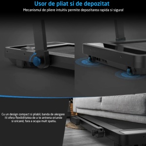 Resigilat - Banda de Alergat GO4FIT® Slim, Model FIT10, Motor 2.5CP, Viteza Maxima 12km/h, Greutate Utilizator 120 kg - Img 7