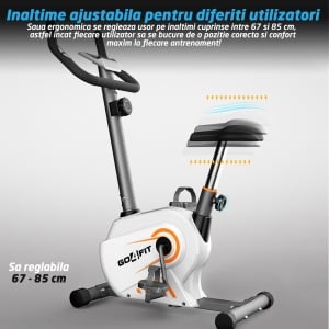 RESIGILAT - Bicicleta fitness magnetica, GO4FIT, model GF100, greutate maxima utilizator 130 kg, functii: timp, viteza, distanta, calorii, puls, volanta 2.5 kg, 8 niveluri de rezistenta - Img 8