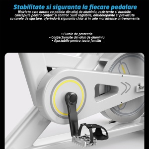 RESIGILAT - Bicicleta spinning pentru fitness, GO4FIT, model GF200, volanta 10kg, greutate maxima utilizator 150 kg, functii: timp, viteza, distanta, calorii, puls - Img 11