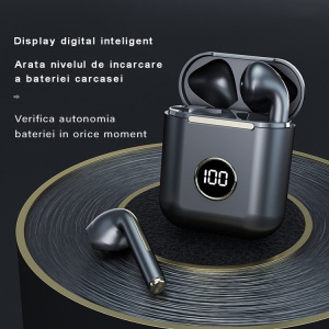 RESIGILAT - Casti wireless audio, GO4FIT® , model GX01, Bluetooth 5.0, Control prin Atingere, fara fir, Carcasa Magnetica, Afisare LED, Autonomie 20 h, Negru - Img 3