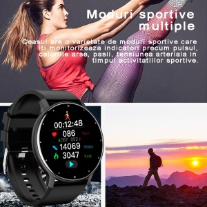 RESIGILAT - Ceas smartwatch si bratara fitness, GO4FIT® , model GF03, Notificari Apeluri/Sms/Social Media, monitorizare activitati fizice, somn, ritm cardiac, pedometru, player muzica, rezistent la ap - Img 8