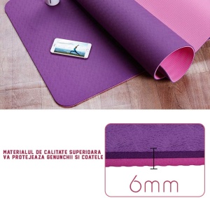 RESIGILAT - Saltea pentru antrenament , GO4FIT, pentru yoga, fitness, aerobic, pilates, exercitii la sol, dimensiune 183*62*6 mm - Img 12