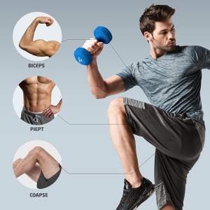 Resigilat - Set 2 Gantere Fitness GO4FIT®, Greutate 2 x 4 kg, Interior Fonta Solida si Invelis Neopren, Design Ergonomic Anti-roll, Suprafata Antiderapanta, Impermeabile, Antrenamente Acasa, Aerobic sau Sala Forta, Protejeaza Podeaua, Albastru - Img 2