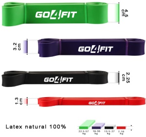 Set 4 Benzi Elastice Lungi GO4FIT®, Resistance Bands din Latex 100% Natural, 4 Niveluri de Rezistenta, Lungime 208 cm, pentru Fitness, Sala, Mobilitate, Stretching, Yoga si Gimnastica de Recuperare, Rosu/Negru/Mov/Verde - Img 9