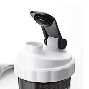 Shaker Proteine GO4FIT®, 600 ml, Plastic fara BPA, cu Capac, 2 Recipiente pentru Pudra Proteica, Compartiment pentru Pastile, Accesoriu de Amestecare, pentru Sala, Fitness si Suplimente, Usor de Transportat, Alb - Img 3