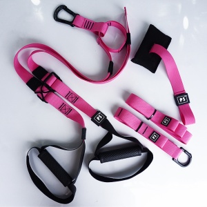 Sistem Antrenament Suspensie tip TRX GO4FIT®, Un Singur Punct de Ancorare, 2 Metode de Montare, Manere pentru Maini si Picioare, Rezistenta 250 kg, Antrenament Full Body cu Greutatea Corpului, Fitness, Yoga, Pilates, Roz - Img 4