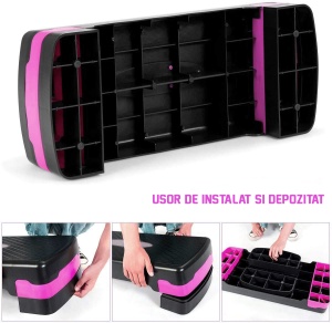 Stepper Aerobic GO4FIT®, Inaltime Reglabila pe 2 Niveluri 10 si 15 cm, Suprafata si Picioare Antiderapante, 66 x 28 cm, Greutate Maxima 250 kg, Usor si Portabil 2.3 kg, pentru Fitness, Aerobic si Cardio Acasa sau la Sala - Img 6