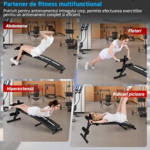 Aparat Fitness pentru Abdomene Multifunctional GO4FIT®, Model A200, Banca Pliabila, Curbata & Reglabila pe 5 Niveluri, Cadru Otel Solid, Greutate Maxima 150kg, Ideala Fitness Acasa, Exercitii Abdomen, Flotari, Hiperextensii, Negru - Img 5