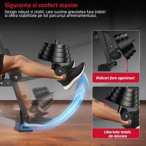 Banca Antrenament Multifunctionala 3-in-1 GO4FIT®, Model B300, Pliabila, Suport Ajustabil & Extensii Picioare, Inclinare Spatar -30° la 86°, Cadru Otel Solid, Greutate Maxima 120kg, Ideala Fitness Acasa, Exercitii Forta, Abdomen, Piept, Biceps, Negru - Img 4