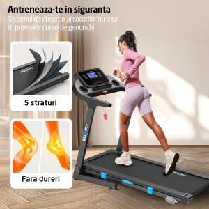 Banda de Alergat GO4FIT® Performance, Model FIT100, Motor 3.5CP, Viteza Maxima 16km/h, Sistem Pliere Hidraulic, Inclinare Manuala, Greutate Maxima Utilizator 130kg - Img 6