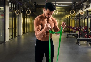 Banda elastica lunga GO4FIT pentru fitness, antrenament, gimnastica, rezistenta 22.5-57 kg, culoarea verde - Img 6