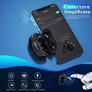 Casti Wireless Audio fara Fir, Microfon, Afisaj LED, Autonomie 35h, Negru - Img 4