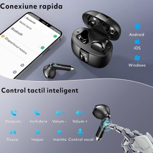 Casti Wireless Audio GO4FIT®, Model GX09, Microfon, Afisaj LED, Autonomie 56h, culoarea negru - Img 6