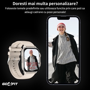 Ceas Smartwatch GO4FIT®, Ecran Touch 1.95’’ Amoled, Apeluri, Notificari, Microfon, Difuzor, Autonomie 7 Zile, culoarea crem - Img 7