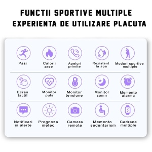 Ceas smartwatch si bratara fitness, GO4FIT® , model GF03, Durata baterie 7 zile, Notificari Apeluri/Sms/Social Media, monitorizare somn, ritm cardiac, culoarea negru - Img 11