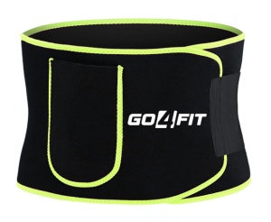 Centura de Slabit GO4FIT® pentru Fitness, Efect de Sauna, Neopren Gros fara Latex, Modelare Talie si Abdomen, Buzunar pentru Telefon, Inchidere Velcro Ajustabila, Flexibila si Confortabila, Verde