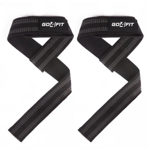 Chingi pentru Ridicare Greutati GO4FIT®, Set 2 Lifting Straps, Bumbac Rezistent Captusit cu Neopren, Aderenta si Protectie Sporita, pentru Haltere, Culturism si Crossfit, Antrenament Spate si Umeri, 60 cm, Marime Universala, Negru/Gri - Img 5