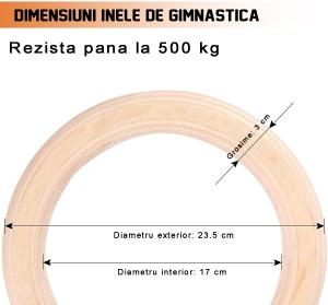 Inele de Gimnastica din Lemn GO4FIT®, Set 2 Inele cu Curele Reglabile si Catarama, Suporta pana la 500 kg, Montare pe Bara sau Copac, Interior si Exterior, pentru Fitness, Gimnastica si Exercitii cu Greutatea Corpului - Img 6