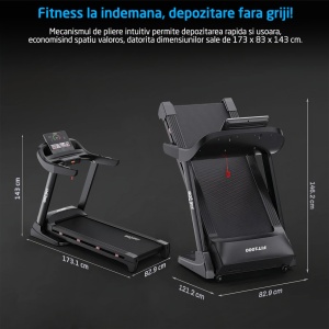 Resigilat - Banda de Alergare Electrica GO4FIT® Premium, Model FIT1000, Motor 4.5 CP, Viteza 1-20 km/h, Aparat Masaj - Img 7