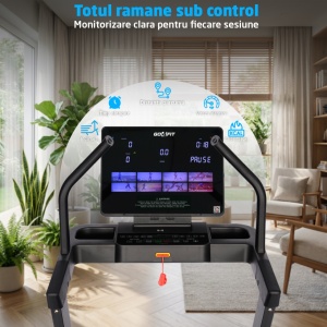 Resigilat - Banda de Alergat GO4FIT® Model FIT3000, Viteza 22 km/h, Motor 4.5 CP, Inclinare Automata -6 - 48%, 15 Programe, Bluetooth,Suprafata Alergare 135 x 52 cm, Greutate Utilizator 140 kg, Ecran LED - Img 3