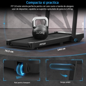 Resigilat - Banda de Alergat GO4FIT® Slim, Model FIT10, Motor 2.5CP, Viteza Maxima 12km/h, Greutate Utilizator 120 kg - Img 4